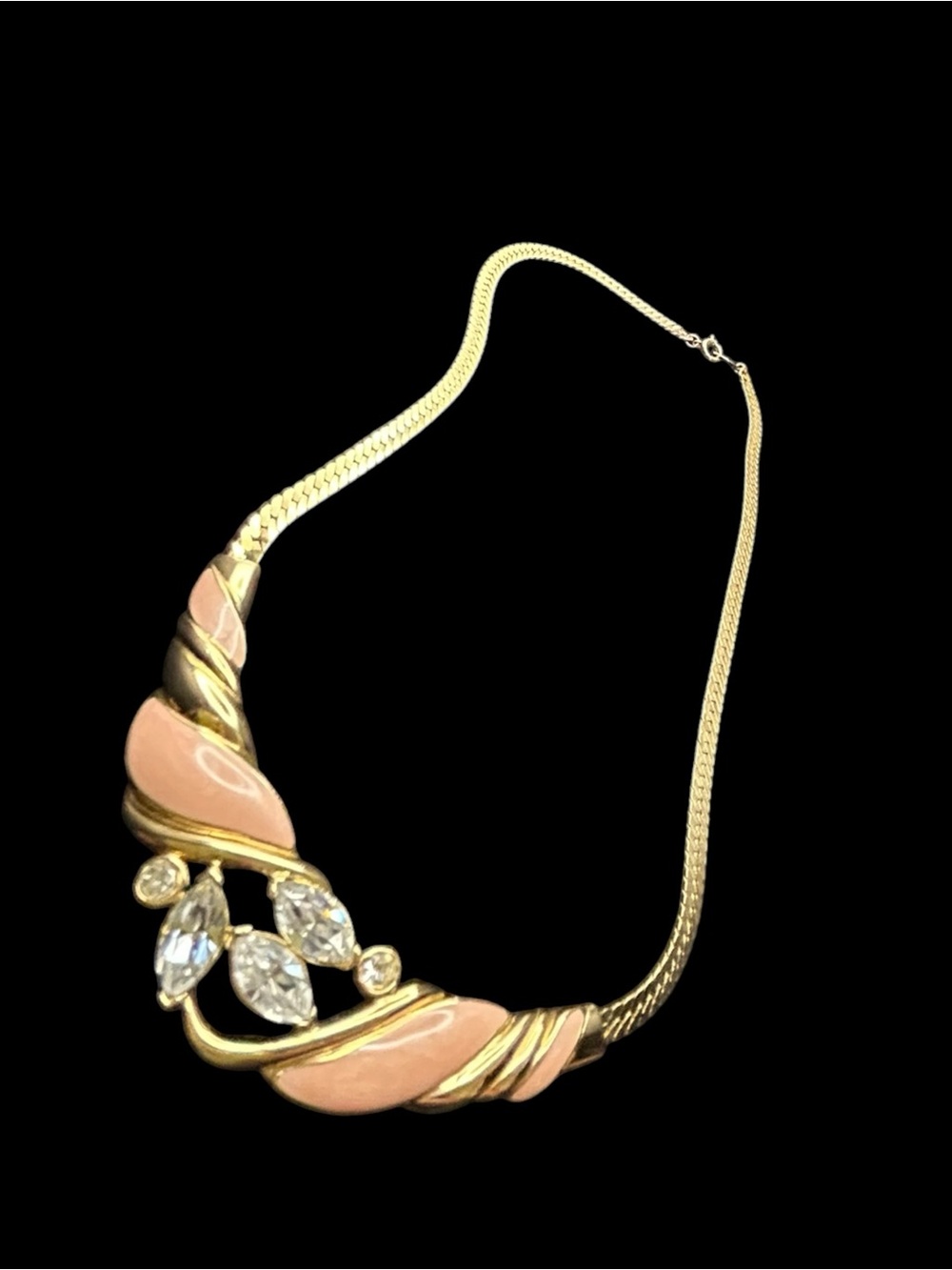 Rare Vintage Trifari Necklace with Crystal Rhinestone Accents. 15.5”